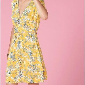 Sessun Vibrant Yellow Floral Print Short Sleeve A-Line Dress